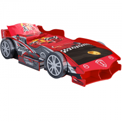 Pat Masina de Formula 1 (rosu) - Patut Premium in forma de Masina F1 din lemn MDF cu roti 3D cu finisaje  Deluxe High Gloss